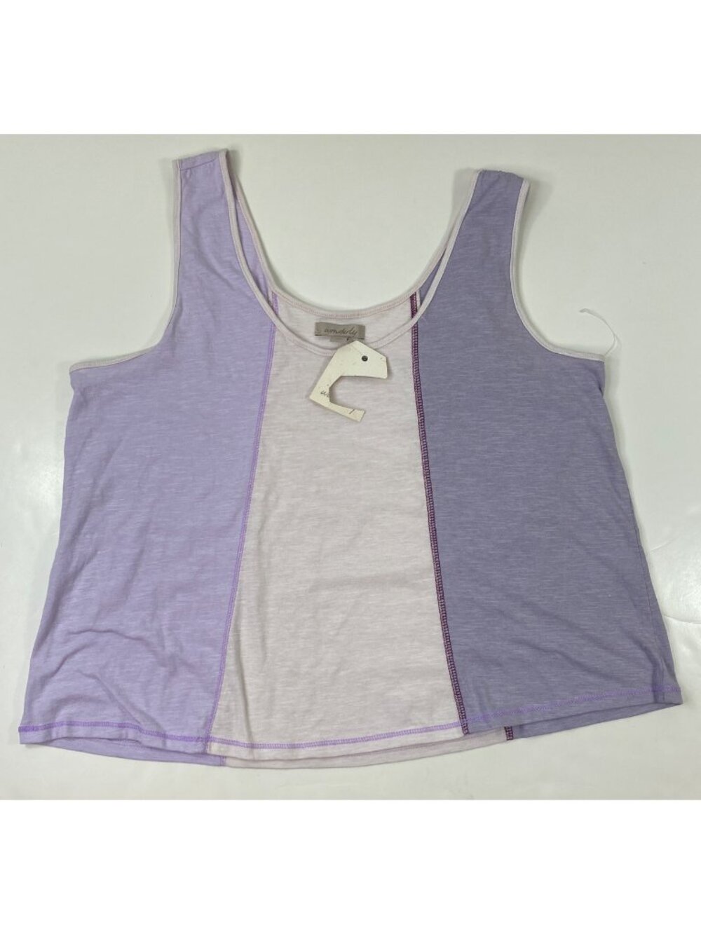 Wonderly Womens Colorblock Purple White Tank Top Size XL